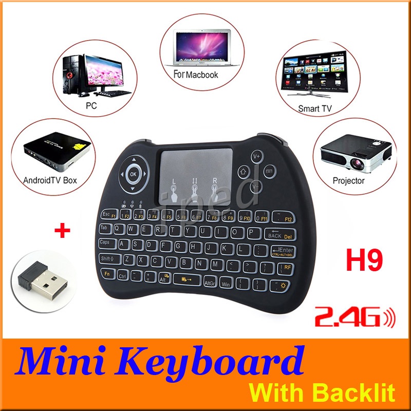 Color: Colorful backlight Calvas Q9 Mini keyboard 2.4GHz Wireless 433MHZ Mini Keyboard Colurful Backlight Touchpad For Android TV Box Computer TV Projectors