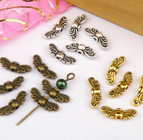 

300Pcs Antiqued Gold Silver Bronze Tiny Butterfly Wing Spacer Beads Connectors charms For Bracelet Jewelry Findings Handcraft Accessories