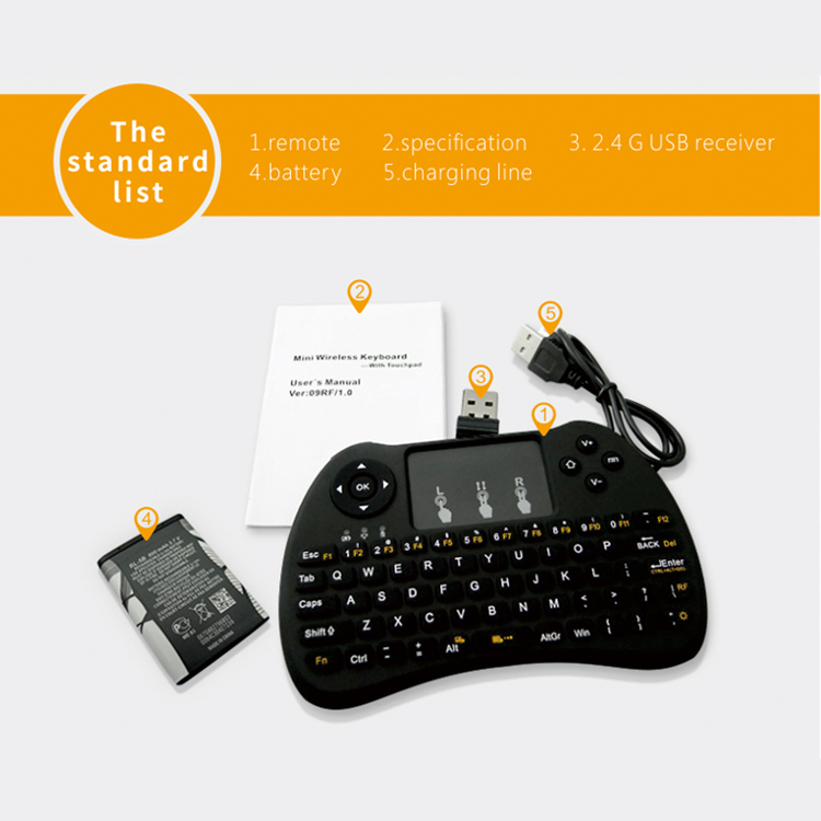 

H9 Wireless Mini Keyboard with Backlight Remote Control Touchpad DPI Fly Air Mouse 2 4GHz Game 70 Keys163r