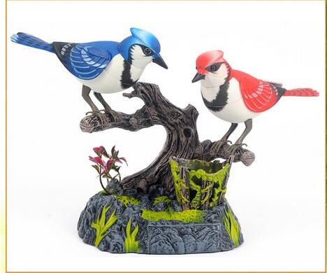 

West Knight 513 Simulation sound control Two birds Lovers bird Sound Controlled Toys voice with penholder voice toys wholesale 3pcs