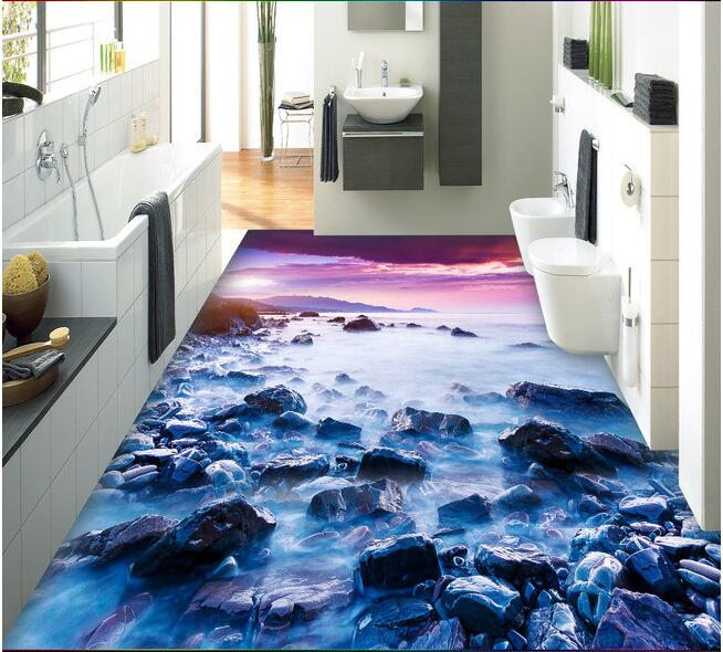 

3d pvc flooring custom photo Waterproof floor wall sticker Sea seaside stone room decor painting 3d wall murals wallpaper for walls 3d, Pictures show