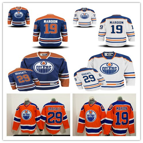 

29 Leon Draisaitl Jerseys Hockey Edmonton Oilers Man 19 Patrick Maroon Jersey Orange Alternate Blue White Stitched Cheap Good Quality