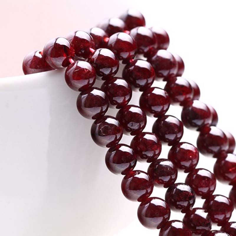 

Natural Red Garnet Round Loose Stone Beads 6mm-10mm Fit Jewelry DIY Necklaces Or Bracelets Free Shipping