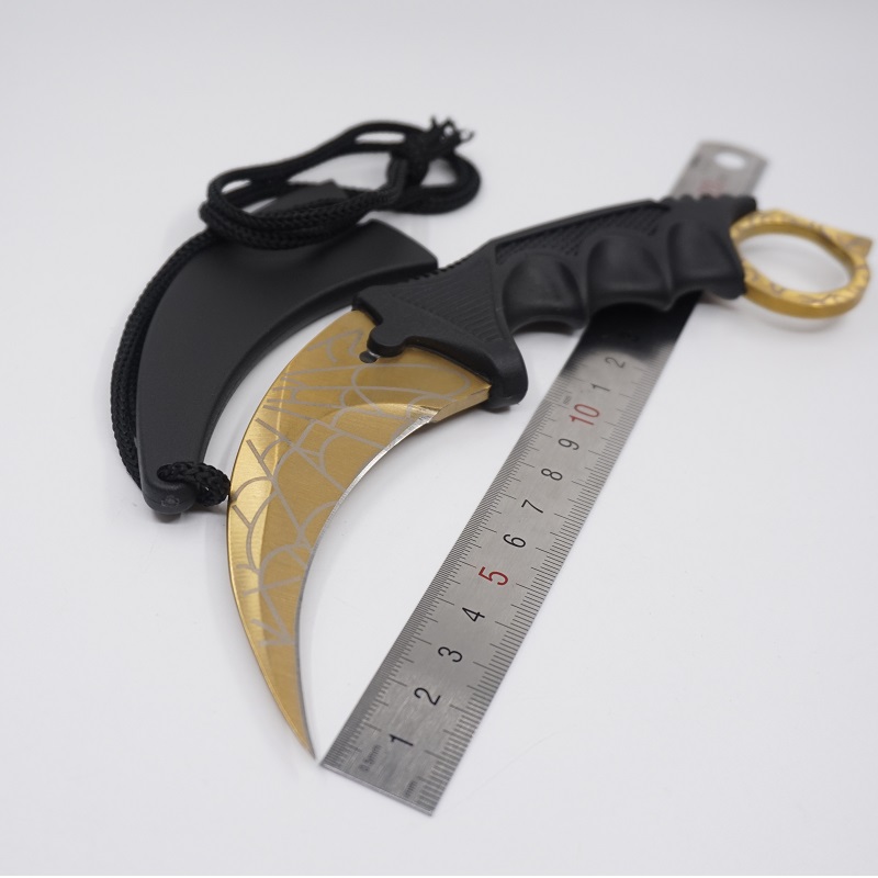 

CS GO Karambit Knife Counter Strike Tactical Knives Fighting Claw Knife Survival Fixed Blade Rescue Knife Camping EDC Cosplay Tools Golden