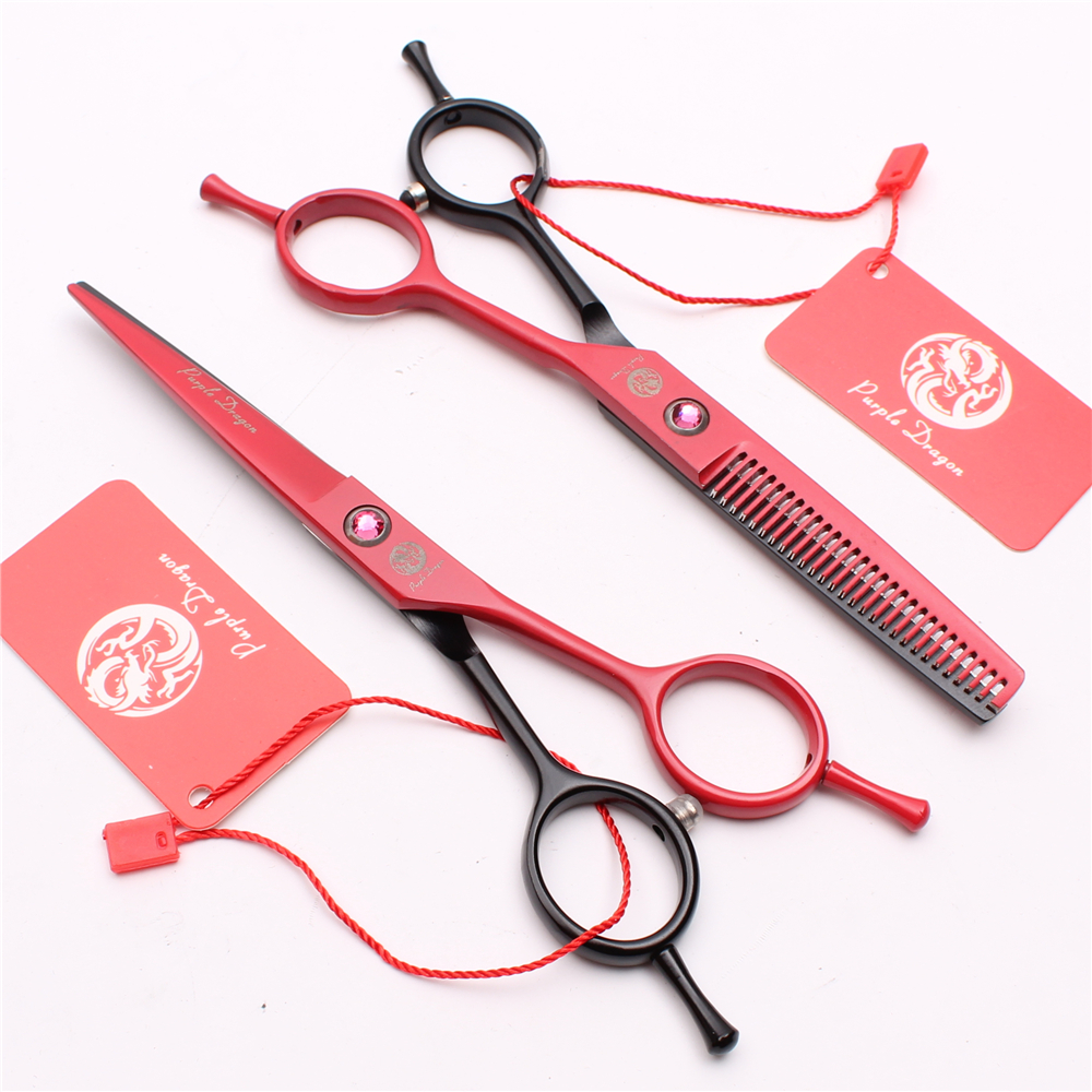 

5.5" 16cm Japan 440C Red Professional Human Hair Scissors Cutting or Thinning Shears Barber"s Hairdressing Shears Salon Styling Tools Z1012
