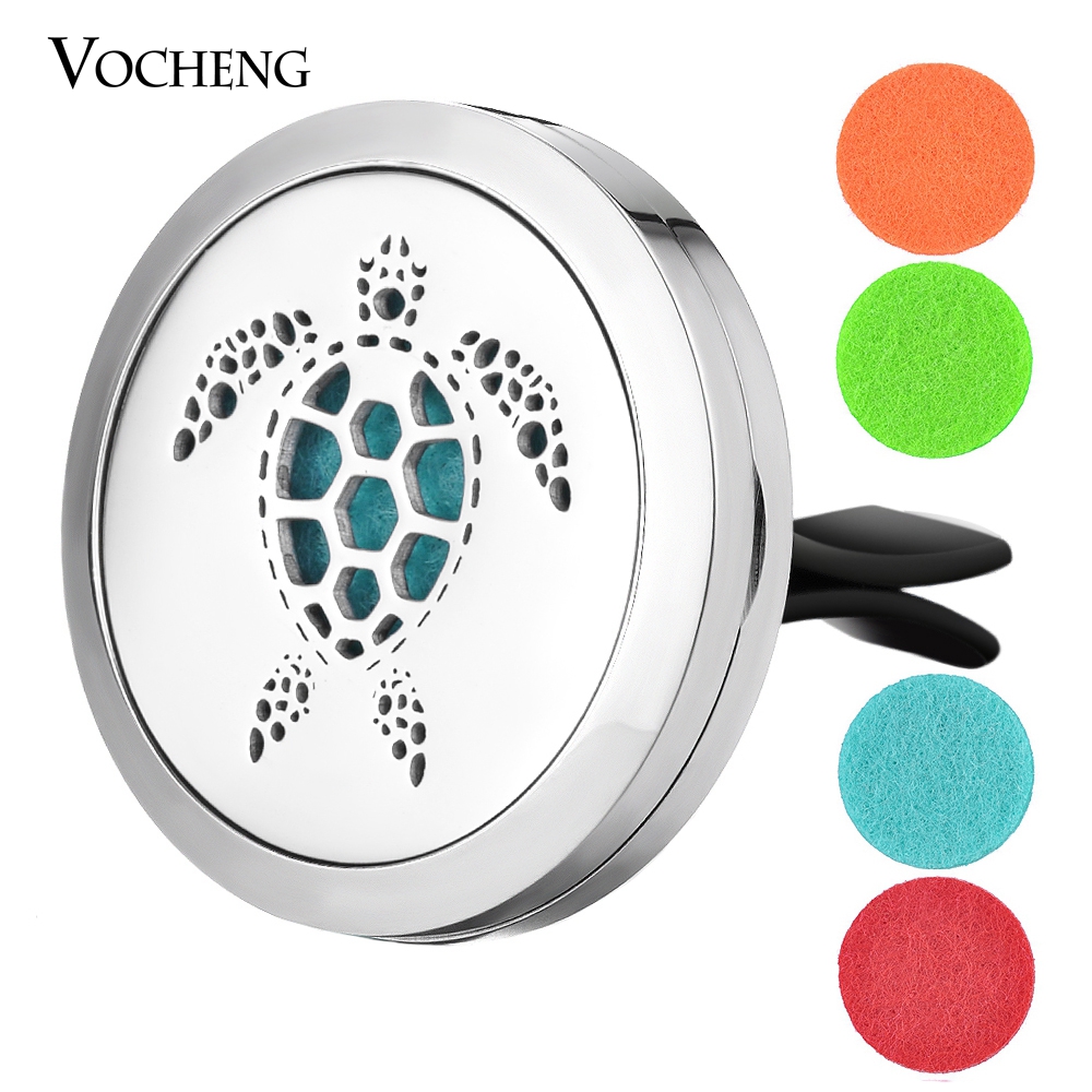 

30mm Car Air Freshener Stainless Steel Turtle Aromatherapy Essential Oil Diffuser Locket Jewelry without Felt Pads VA-595