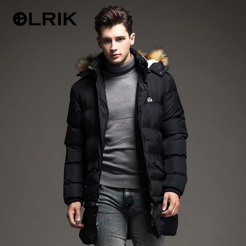 

Wholesale- Winter Brand New Men Down Jacket Coats Long Coats Dress Jackets Western Style Overcoats Thick Warm Duck Down Parkas Hooded, Blue
