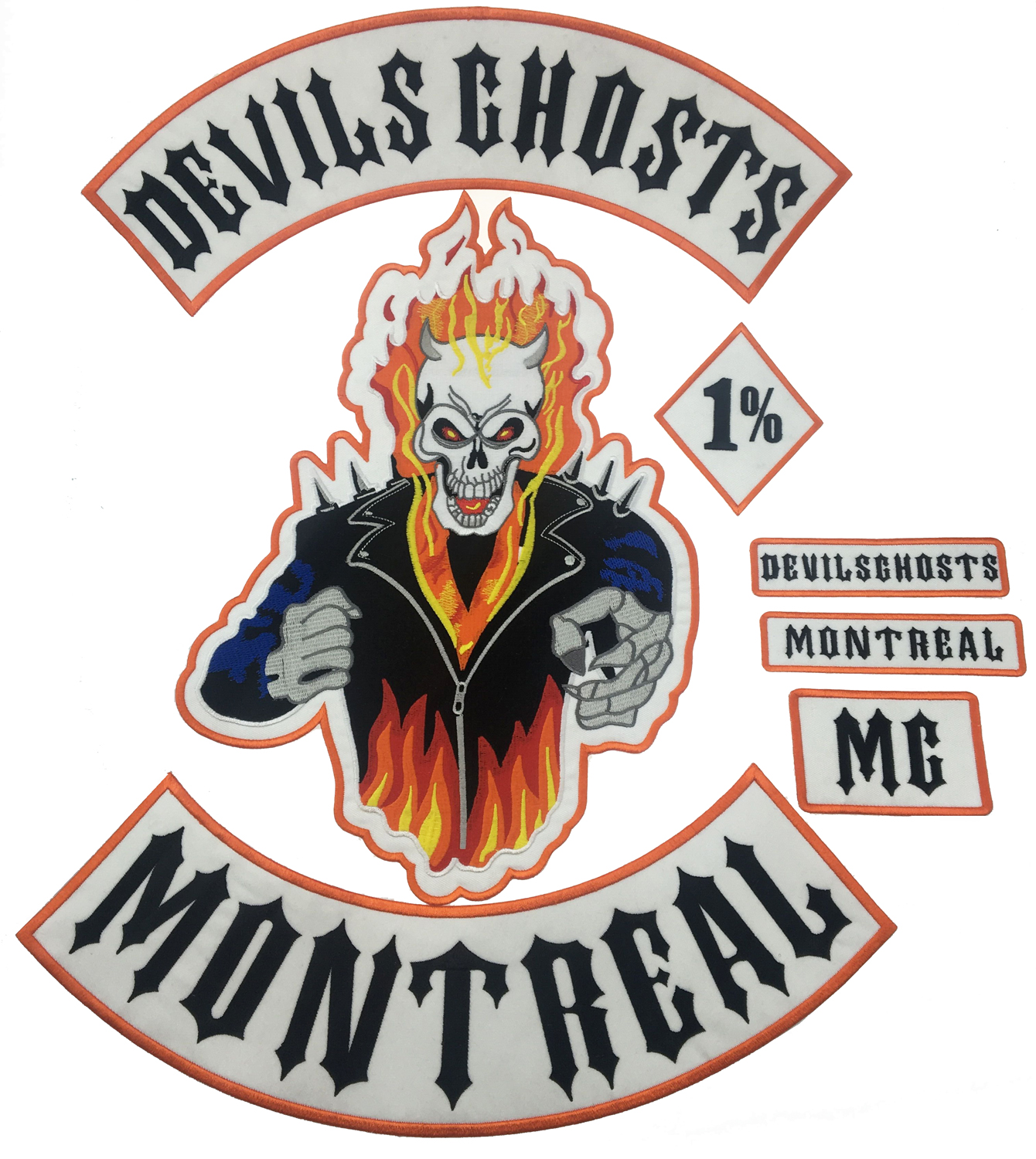 

DEVILS GHOSTS MONTRAL MC 1% EMBROIDERY IRON PATCH CUSTOM SEW BADGE, Black