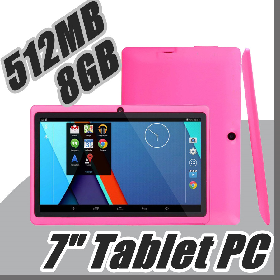 

2021 7 inch Capacitive Allwinner A33 Quad Core Android 4.4 dual camera Tablet PC 8GB RAM 512MB ROM WiFi EPAD Youtube Facebook Google A-7PB, Mixed color
