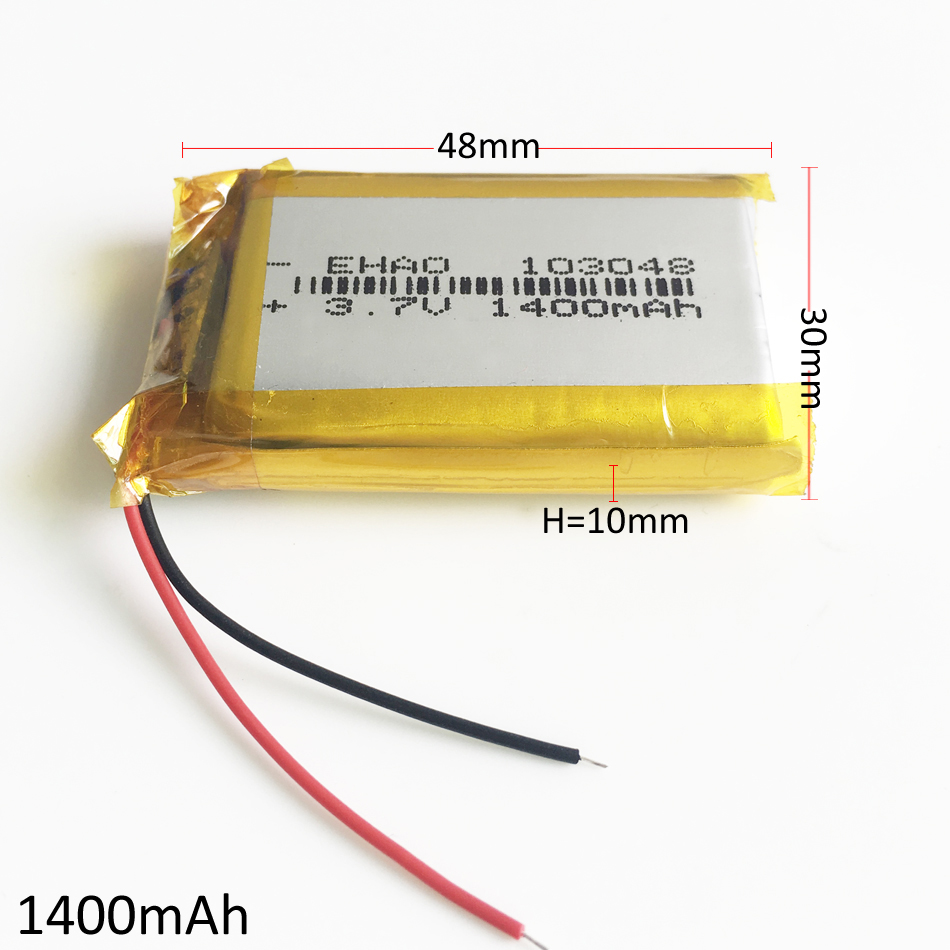 

Model 103048 1400mAh 3.7V LiPo Rechargeable Battery Lithium Polymer cell For Mp3 MP4 MP5 PSP DVD mobile phone GPS Camera E-books recoder
