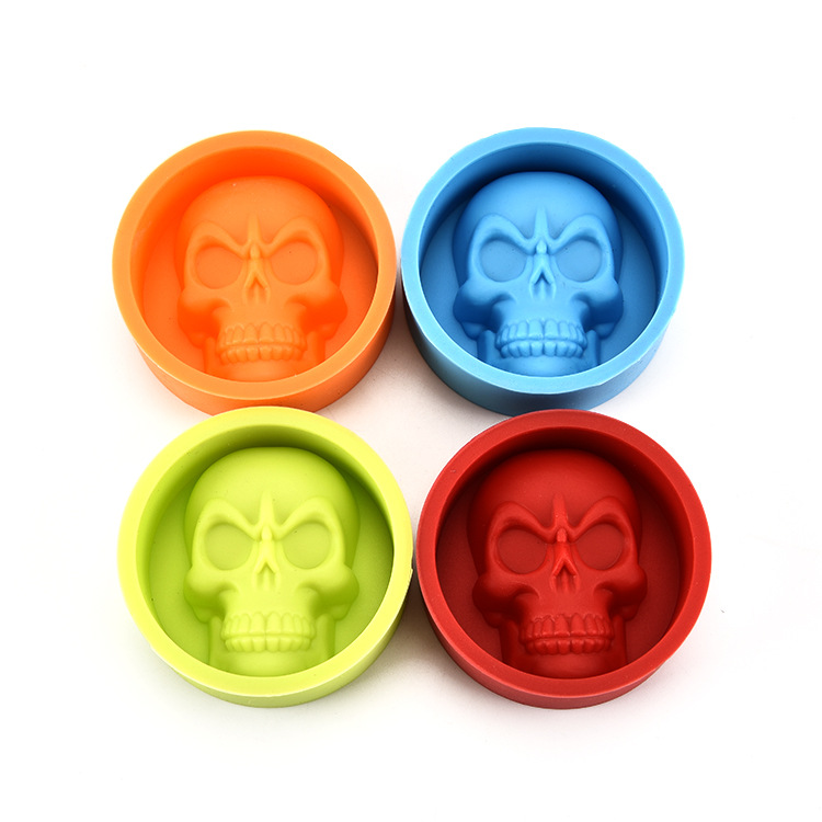 

Skull Head Cake Mould Silicone Baking Mold for Chocolate Soap Ice Cubes Candy Cake Jelly Halloween Skeleton Molds 122432