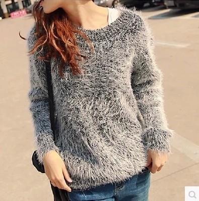 Wholesale-Spring Autumn Sweaters 2016 new arrival hot sale O-neck long sleeve candy color women clothing solid loose mohair pullovers 4036