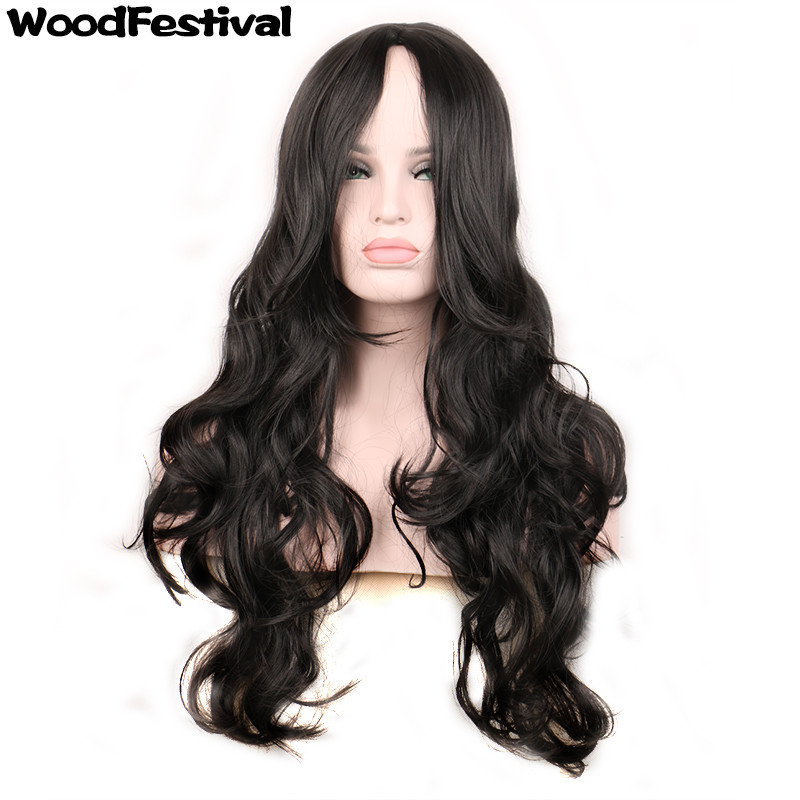 

WoodFestival ladies red black blonde wig curly synthetic wigs women fiber hair realistic long wavy wig cosplay