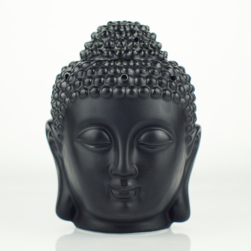 

Wholesale- Ceramic oil burner, Buddha head oil station, black and whiteTemple / Home