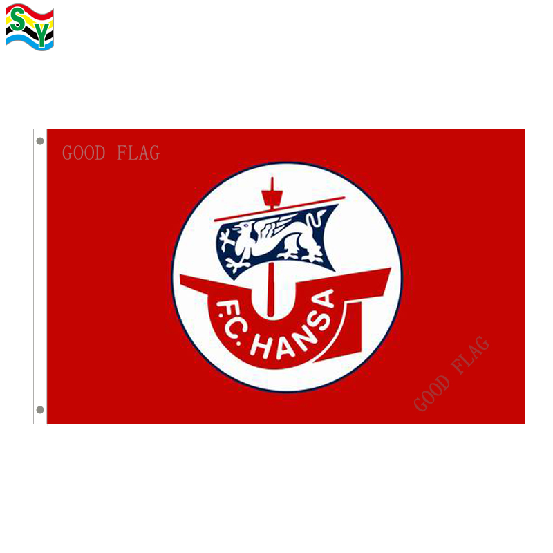 

GoodFlag Free Shipping FC Hansa Rostock flags banner 3X5 FT 90*150CM Polyster Outdoor Flag
