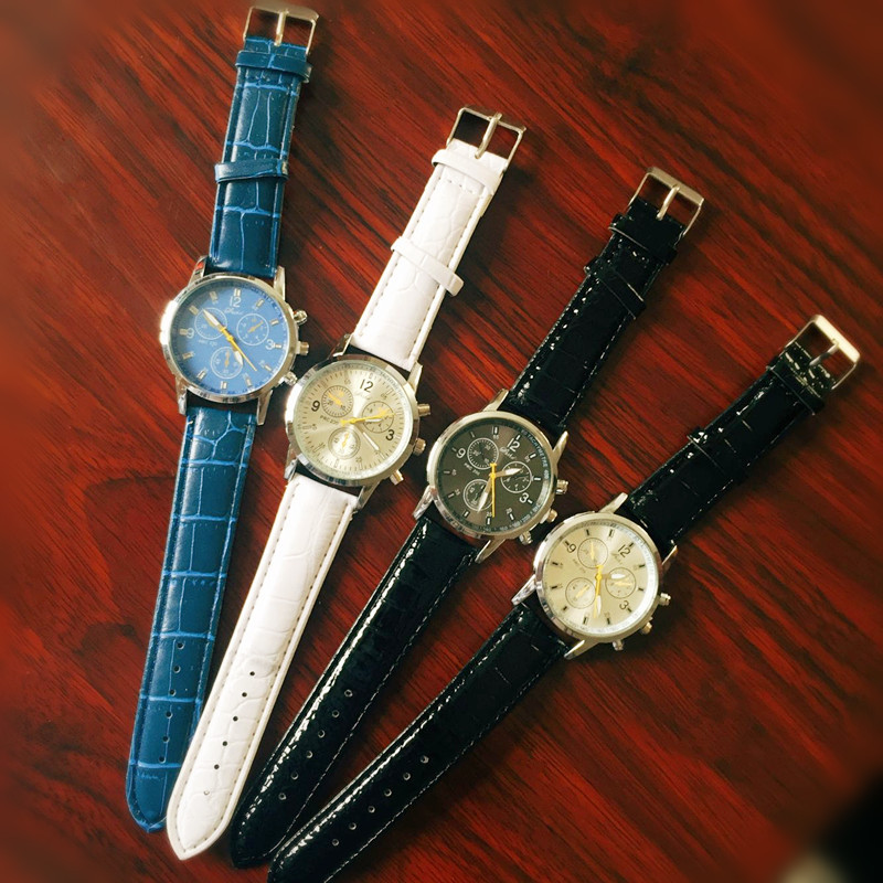 

wholesale 100pcs/lot mix 4colors leather watch Leisure lovers watch WR034, Multi-color