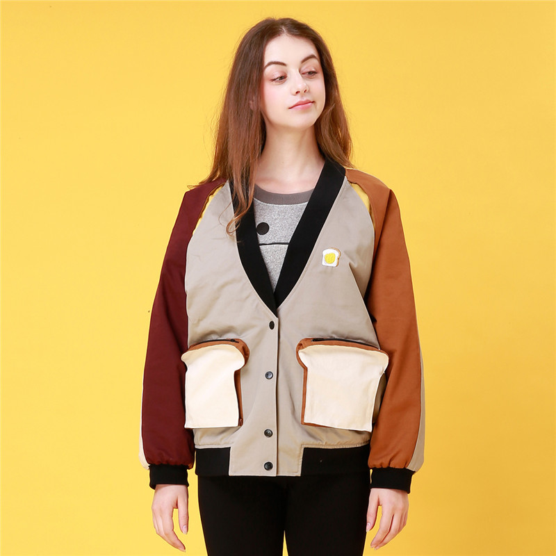 

S15-Toast series bat sleeves loose Japanese-style exquisite embroidery thicker coat , support drop shipping, As the picture