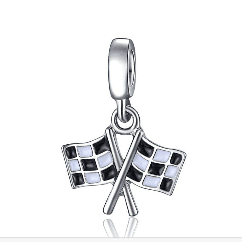 

20pcs/lot Fashion Silver plated Enamel Black &White Flags Heart Design Alloy metal DIY Charm fit European Bracelet&Necklace Low Price PED150, Bronze;silver