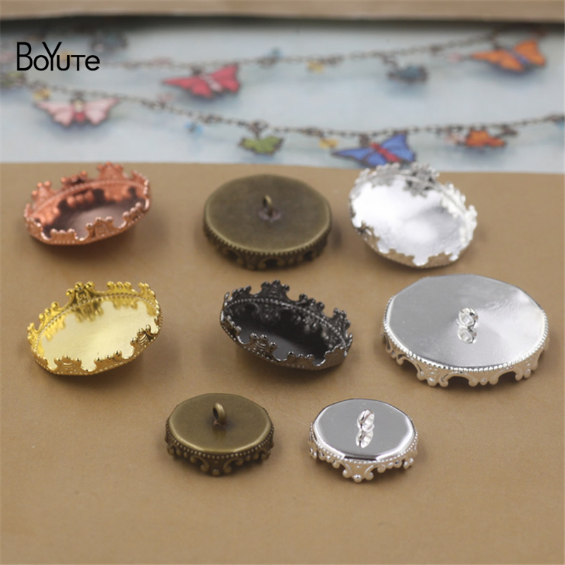 

BoYuTe 40Pcs Round 12MM 15MM 20MM 25MM Cameo Cabochon Base Blank Button Tray Bezel Metal Copper Diy Jewerly Accessories Parts