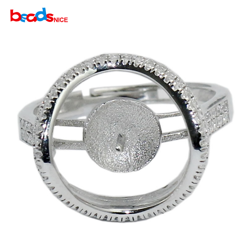 

Beadsnice 925 Sterling Silver Ring Setting Removable Stone Adjustable fit 7mm Round Bead Handmade Accessories ID 31048