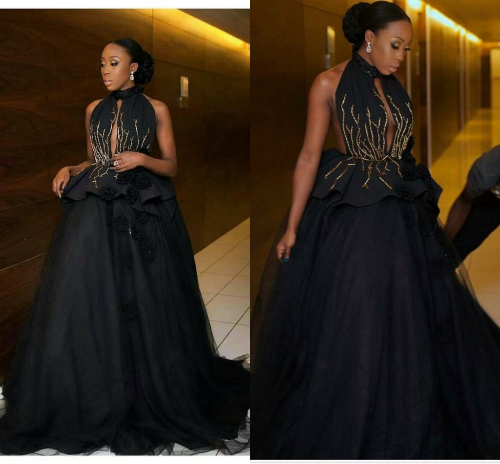 

Mysterious Sexy Black Chest High Collar Prom Dress Leakage Formal Ball Gown Bottom Socialite Backless Nail Bead Lace Prom Dress, Ivory