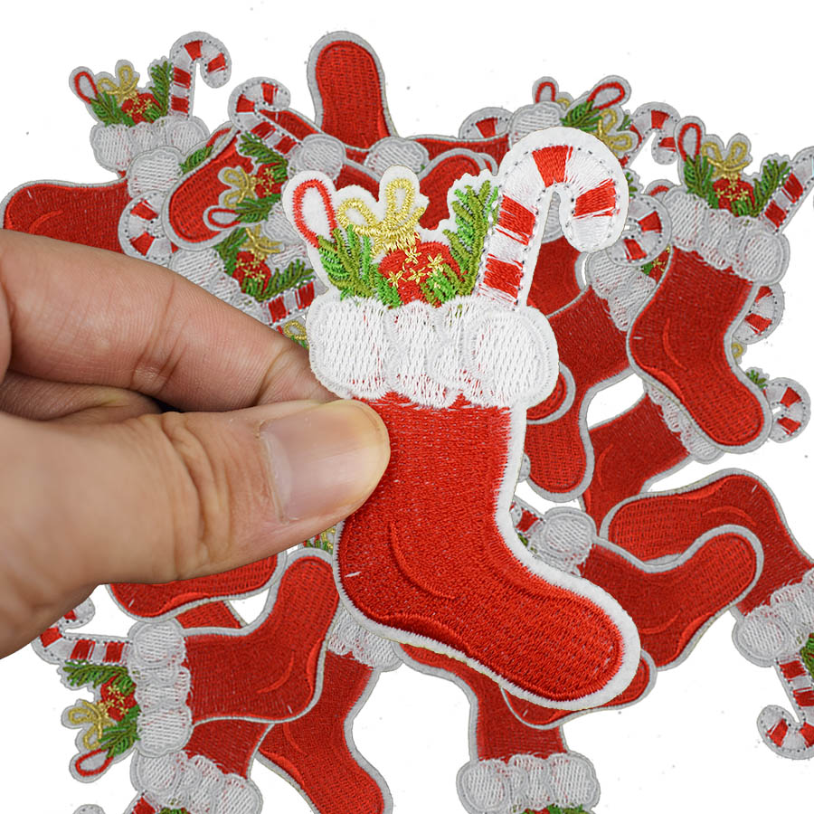 Christmas Tree Patch Iron On Badge Sew On Embroidered Stocking XMAS Decoration