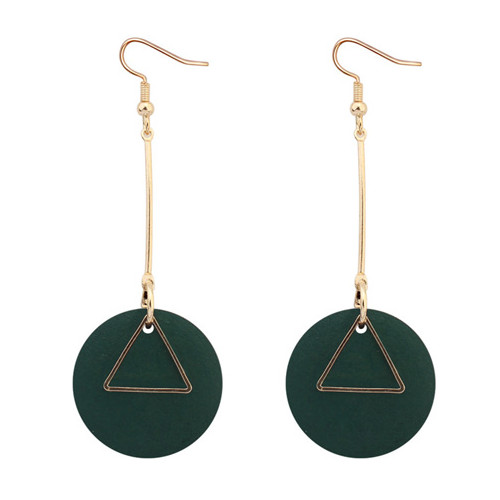 Chandelier Earrings Jewelry Gold Plated Triangle 3 Colors Circle Wood Fashion Women Brief Geometric Drop Earrings Wholesale ER723