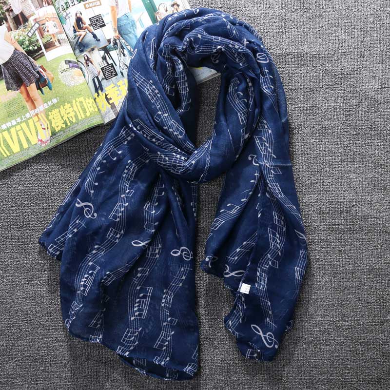 

Soft Women's Scarves Music Notes Print Voile Long Scarf Wrap Shawls Ring