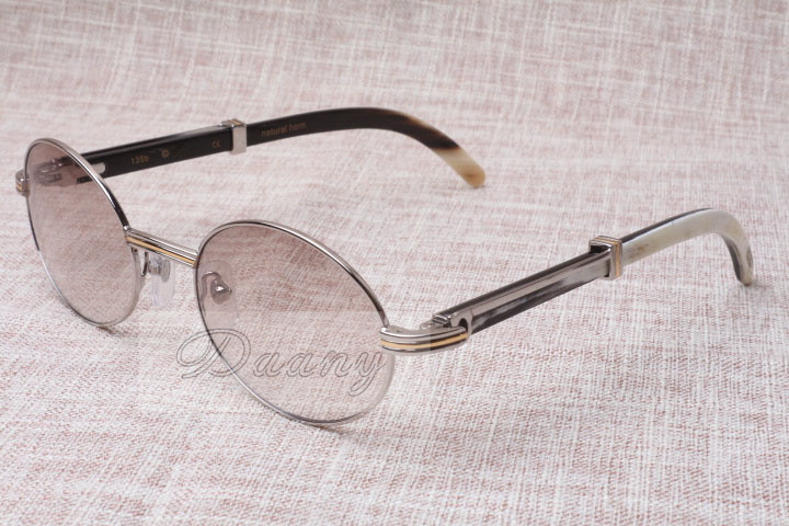 

Round Sunglasses Cattle Horn Eyeglasses 7550178 Natural Mix horns Men and women sunglasses glasess Eyewear Size: 55-22-135mm