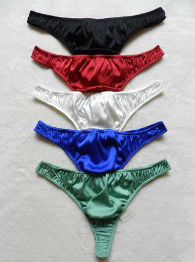 

Wholesale - 5pcs New style 100% Pure Silk Men&039;s G-strings Thongs Bikinis Underwear Size: S M  XL 2XL (W25-39, Khaki