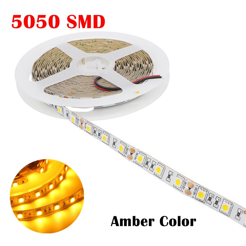 

100M DC 12V Amber(Gold yellow) Color 5050 SMD LED Strip IP20 No Waterproof Indoor Home Decoration