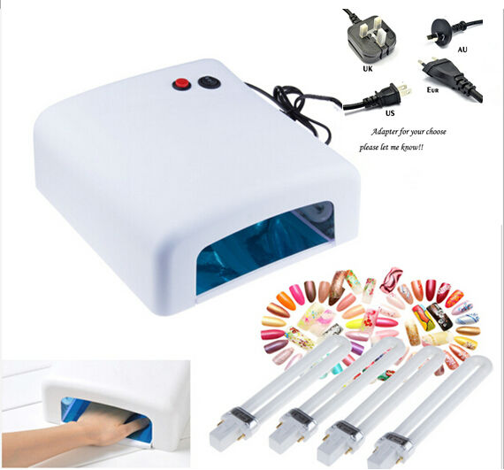 

Wholesale- Top Sale 2014 New Arrival Nail Tools CCFL 36W UV GEL Cring+ 4*9w light Nail Art UV Lamp machine Kits gel polish kit with uv bulb, White