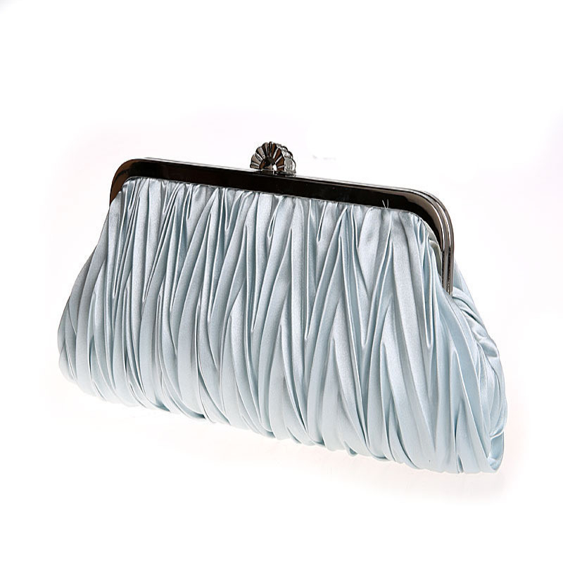 

Fashion Lady Party Wedding Handbag Purse Girl Soft Evening Bag Bridal Women Satin Crystal Clutch, Pink