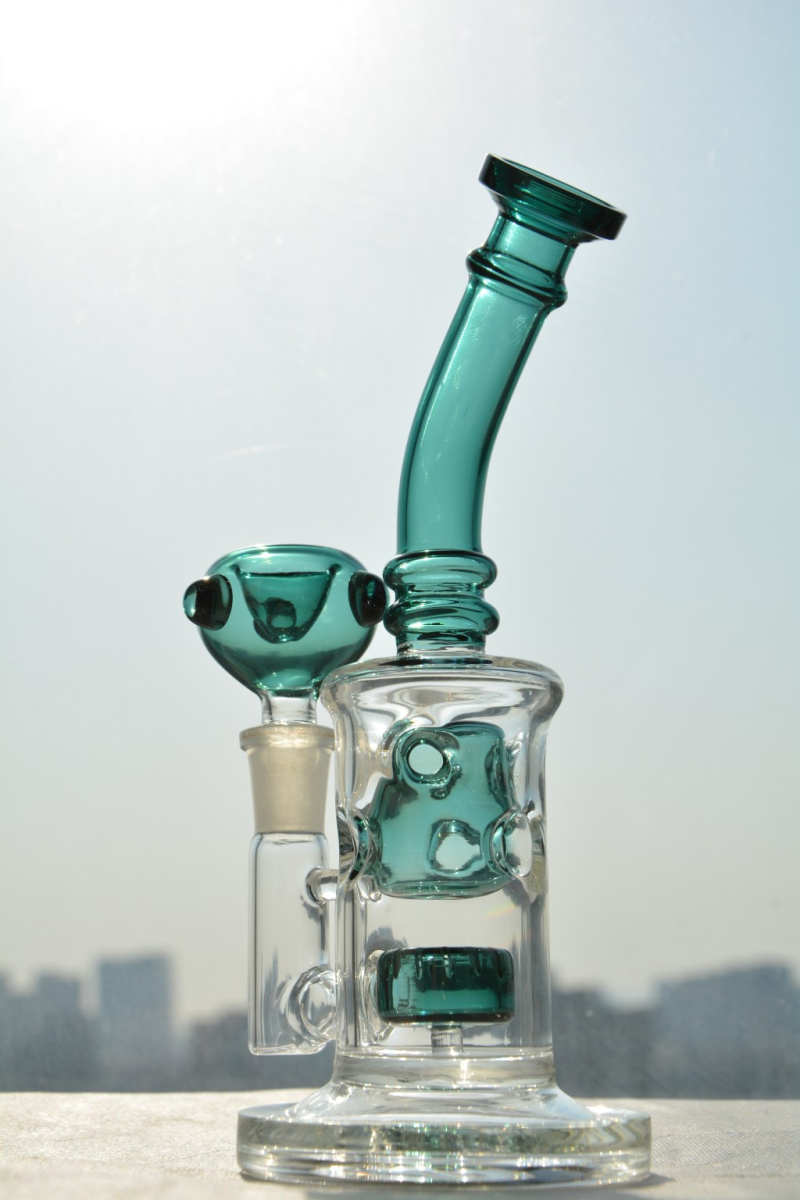 

Green Fab Egg Glass Bongs Recycler Rigs Glass Water Pipes Smoking Pipe 2 Function 14 mm Joint