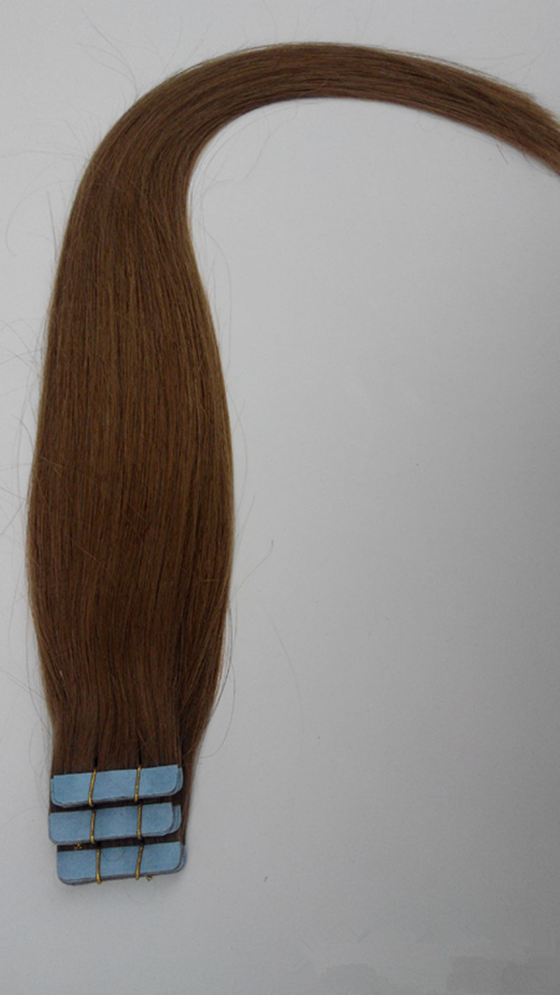 

100% Human hair Pu Tape Skin Hair Extensions 2.5g/pcs&40pcs 100g set,T2/613 Skin weft straight hair, Ombre color 2/613