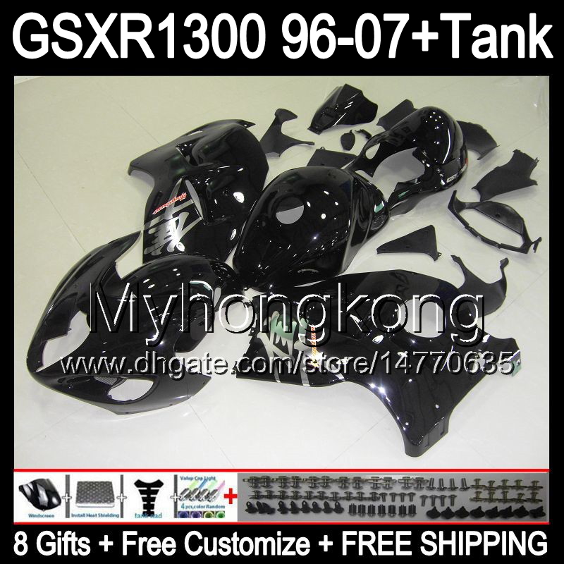 

gloss black 8gift For SUZUKI Hayabusa GSXR1300 96 97 98 99 00 01 13MY106 GSXR 1300 GSX-R1300 GSX R1300 02 03 04 05 06 07 gloss black Fairing