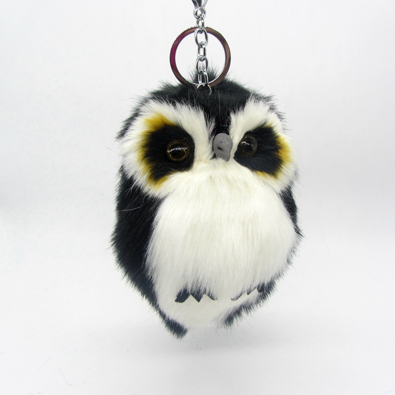 

Cute Girls Rabbit Fur Pom Pom Owl Key Chain Women Fluffy Fur Pompon Nighthawk Keychain On Bag Car Trinket Female Jewelry Party Gifts