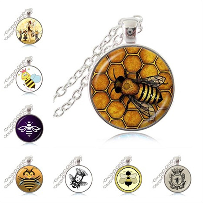 

Yellow Queen Bee Necklace Honeybee Jewelry Honey Bee Pendant Bumble Bee Diva Jewelry Entomology Insect Charm Glass Cabochon Photo Pendant