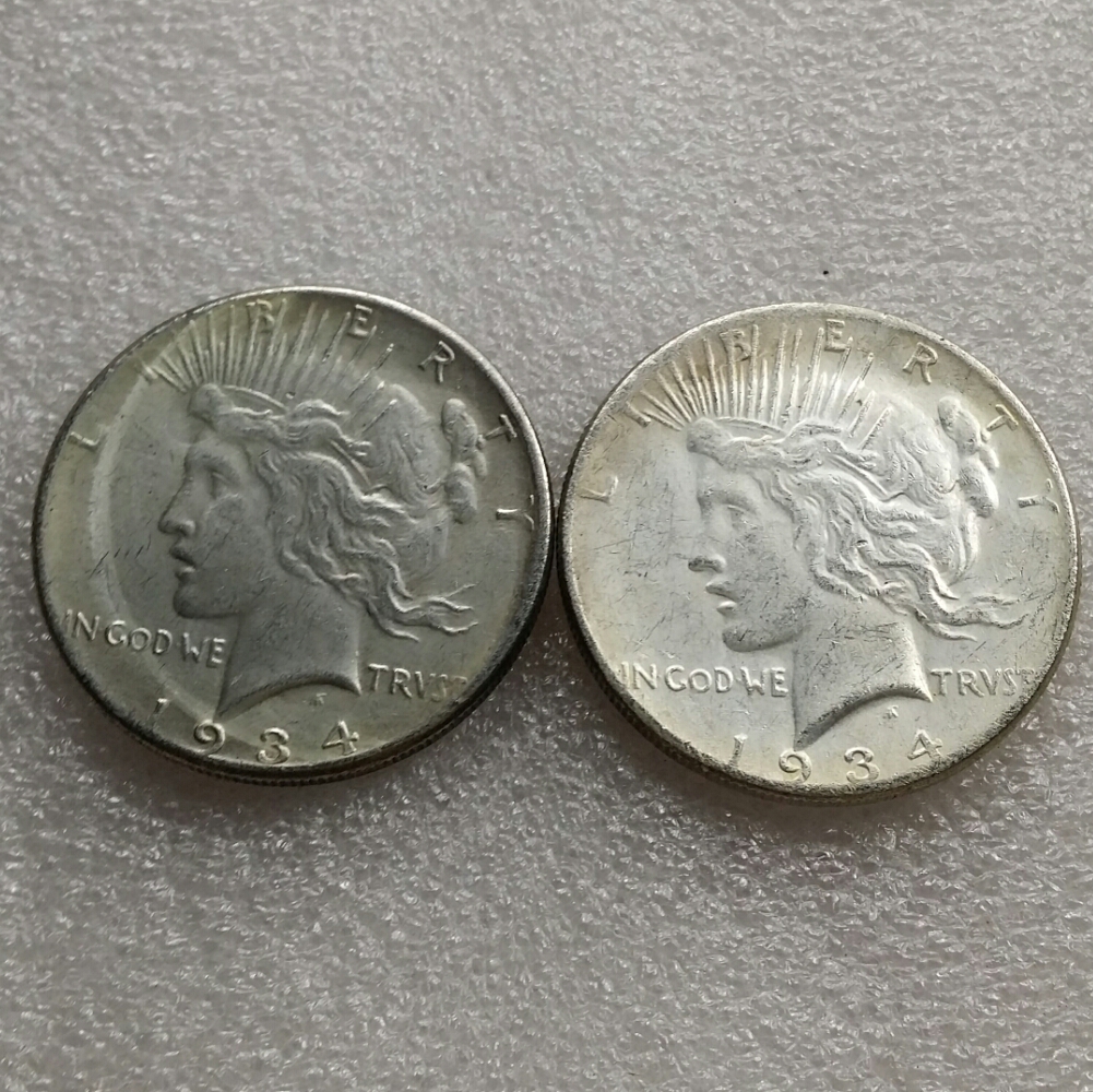 

US head-to-head 1934 Peace Dollar Two face Copy Coin - Free Shipping