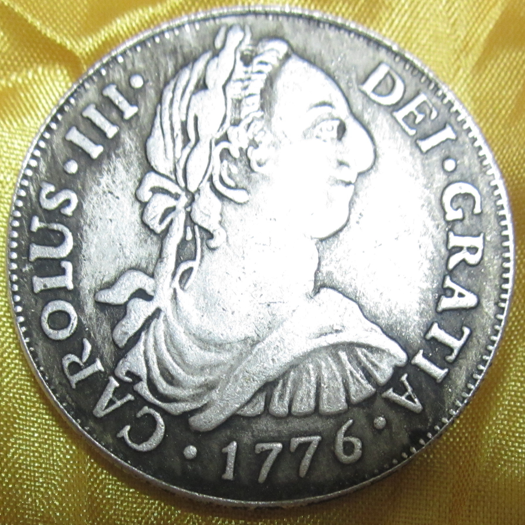 

World Coins Spain Coins Carolus III 1776 Silver Dollars Archaize Coins Brass Silver Plated Coins\Whole Sale Free Shipping