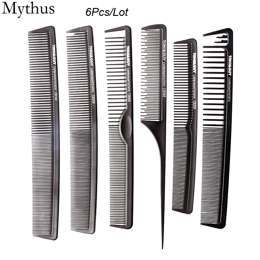 

Professional Salon HairCut Comb 6Pcs/Lot Hairdressing Comb Set Antistatic Hair Carbon Comb Hairstyling Tools TG-06