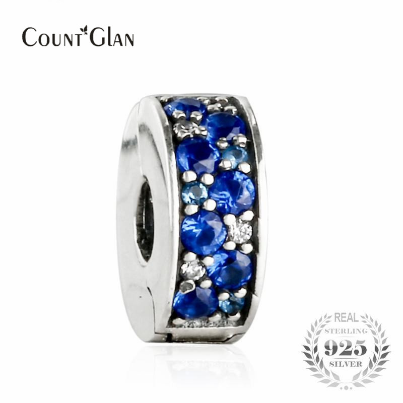 2017 Summer Blue Mosaic Shining Elegance Spacer Clip Beads Fit Pandora Snake Charm Bracelets Silver 925 Original Silicone Bead-image-401725859