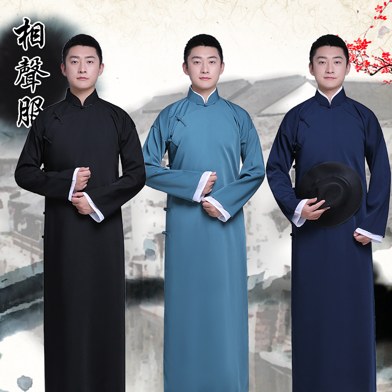 New arrival male cheongsam Chinese style costume cotton man Mandarin jacket long gown traditional Chinese Tang suit dress Ethnic Clothing-image-403059212