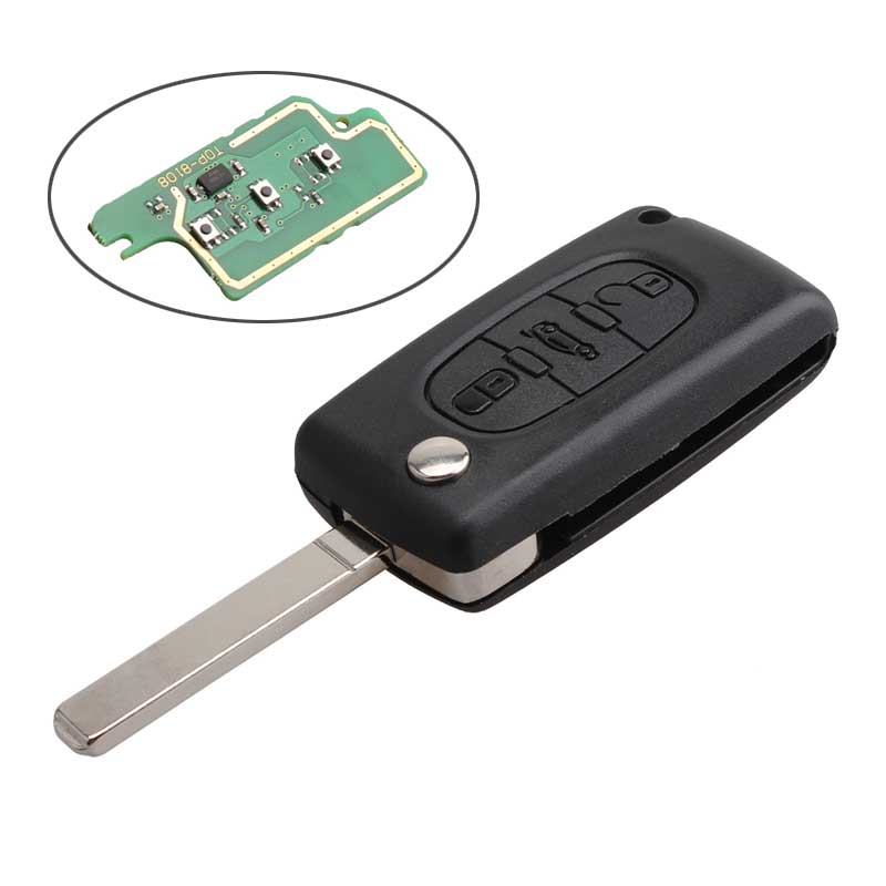 

3Buttons 433mhz Replacement Car Remote Key Shell Case Cover With Battery For PEUGEOT CITROEN, Black