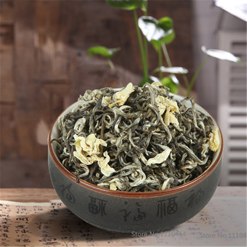 

50g Chinese Organic Early Spring Jasmine Flower Green Tea Maofeng Aromatic Raw Tea New Scented Te vert Food Preferred