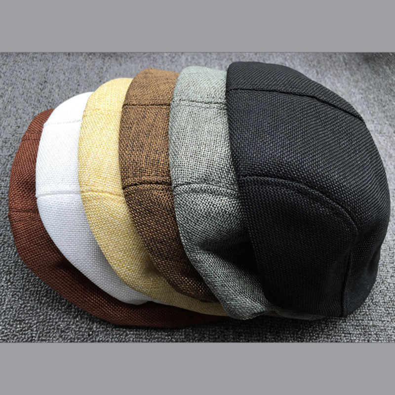 

Wholesale-Muilty Color Unisex Newsboy Flat Cabbie Linen Beret Duckbill Golf Driving Cap Hat Boina High Quality, Brown