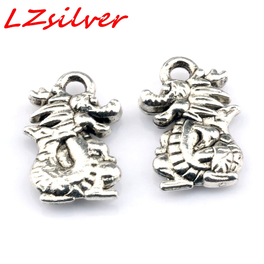 

MIC 200pcs Ancient silver zinc alloy Dragon Charms Pendant 10*15mm DIY Jewelry A-110