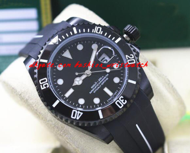 

Fashion Top Quality Luxury Wristwatch 116610 Mens Rubber Bracelet PVD Coating Black Ceramic Bezel Black Dial 40MM Mechanical Men Watches New