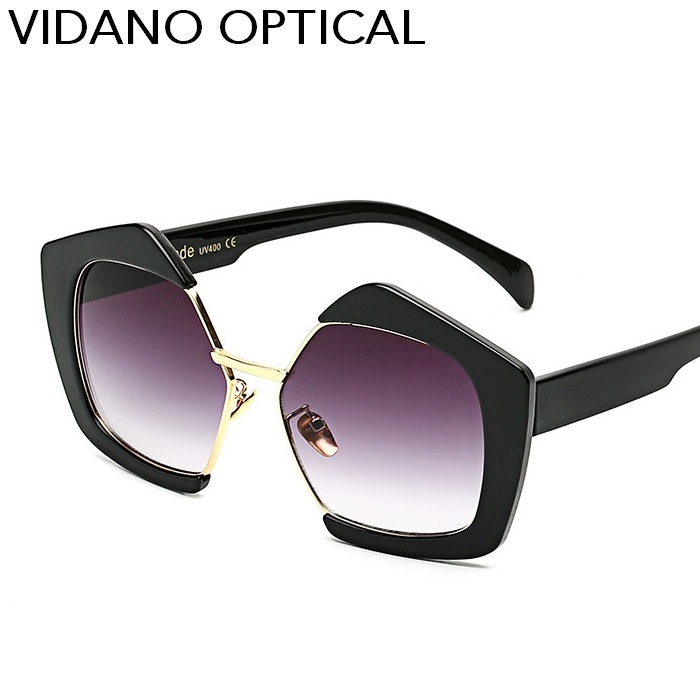 

Vidano Optical High Quality Europe Street Fashion Semi Frameless Designer Sunglasses For Women Gradient UV400 Protection, White;black