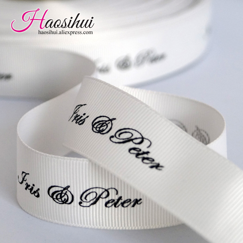 Free design 3/4''(19mm) grosgrain ribbon printed brand logo discount wedding favors for personalized wedding favors 100yards/lot-image-402653467